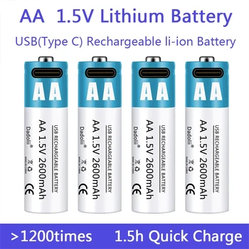 USB reîncărcabilă litiu-ion baterie 1.5 V AA baterie 2600mAh telecomanda, mouse-ul, ventilator mic, de jucărie baterie+cablu