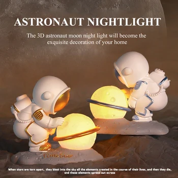 3D Astronaut Desklamp Rășină Mini Protecția Ochilor Lampa Decor Acasă Lumina de Noapte Moon 3D Cosmonaut Camera de Studiu Desktop Lampă de Decorare