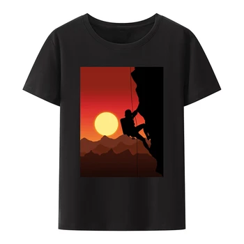 Alpiniști În Soare Setarea de Bumbac T-shirt în aer liber, Alpinism Sporturi de Aventură Stil Confortabil Bărbați Print Tee Topuri