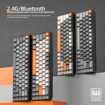 K68 Tastatura Gaming Mecanica Tastatura Wireless 2.4 G BT Bluetooth Wireless Gaming, Tastaturi de Calculator Gamer Tastatura Taste