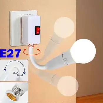 E27 360 De Grade Mufă Soclu Bec Lampa Titularul Priză Cu Întrerupător Ue Ne-A Unit Plug Titularul Lampă De Economisire A Energiei Led Masă Lampă De Bază