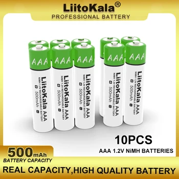 10 pces liitokala aaa nimh 1.2 v 500mah bateria recarregável apropriada para brinquedos, ratos, escalas eletrônicas, etc. atacado