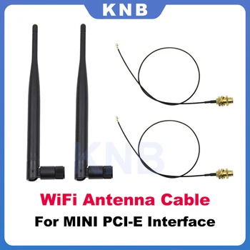 2 buc/lot 6dBi 2.4 GHz, 5GHz Dual Band WiFi RP-SMA Antenă + 2 x 35cm U. fl / IPEX Cablu