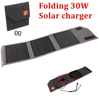 Pliere 30W Drumeții în aer liber rezistent la apa panou Solar Pentru Telefon Power Bank Solar USB Încărcător Solar Portabil Camping Accessori