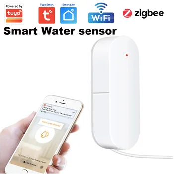 Tuya WIFI, Zigbee Scurgeri de Apă de Alarma Wireless cu Senzor de Scurgere a Apei Detector de Alertă pentru Inundații Preaplin Sistem de Securitate Inteligent App de Viață