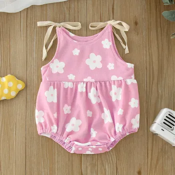 Vara Fete Nou-Născuți Fără Mâneci Romper Imprimeuri Florale Salopete Body Bebe Respirabil Haine 0-18 Luni Pijamale Noi