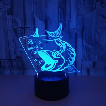 Nighdn 3D Lampa de Pește Lumina de Noapte LED-uri USB Lampa de Masa 7 Culoare Home Decor Camera Veioza Cadou pentru Copii Prieteni Iubitor de Pescuit