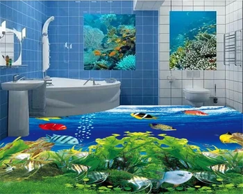 beibehang gazete de perete decor acasă 3d tapet lume subacvatică de pește tropical 3D podea baie de design auto-adeziv tapet