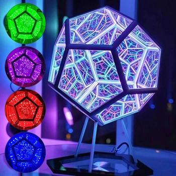 Noutatea Infinity Dodecaedru Arta Culoare Lumina Geometrie Spațiu Art LED-uri Lampa USB Lumina de Noapte pentru Prietena Decor Lampă de Noapte