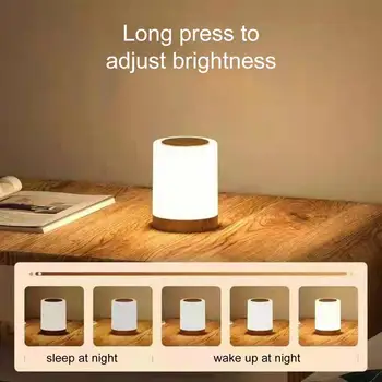 Estompat Lumina de Noapte se Răcește Efect de Iluminare Hangable ABS de Cereale din Lemn Lampa de Birou Decorative USB Exigibilă Lampa de Noapte pentru Dormitor