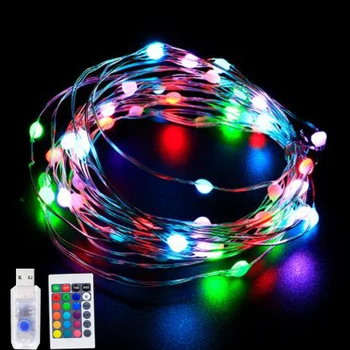 LED Sârmă de Cupru Șir de Lumini 16 Culori la Distanță, rezistent la apa Zână Feston Ghirlanda pentru Gradina Pom de Crăciun Decorare Nunta