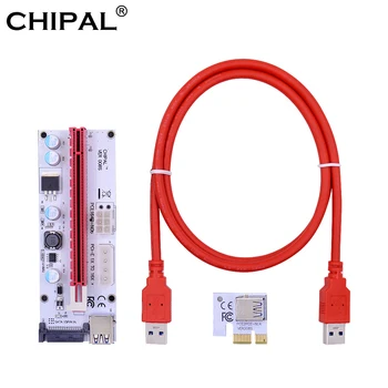 CHIPAL VER008S 1M PCI-E Riser Card 008S PCI Express 1X la 16X Extender cu 4pin 6pini de Alimentare SATA pentru ETH BTC LTC Mining