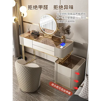 Simplu de sticlă modern, masa de toaleta noptieră un dormitor de lux lumina machiaj masa din lemn Masiv, mic apartament masă de machiaj