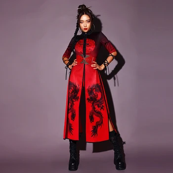 2023 Bar Gogo Dans Costum pentru Femei DJ Haine Stil Chinezesc de Jazz de Performanță Costum Roșu Cantareata Kpop Haine Etapă Purta BL10187