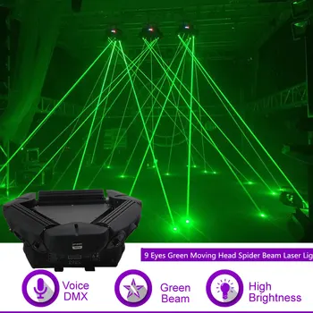 Sharelife 9 Ochii Verzi Mișcare Cap Spider Fascicul de Lumină Laser DMX Master-Slave Acasă Concert DJ Profesionist Etapa de Iluminat 109G