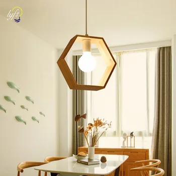 Nordic Pandantiv Lumini Iluminare Interioară Lampă De Agățat Cameră Decor Living Dormitor Hol Veranda Creative Din Lemn De Lumină