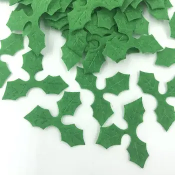 NOI 100buc Verde Holly Frunze Simțit Aplicatii de BRICOLAJ de Cusut Decor de Crăciun 36mm