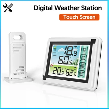 Ecran Tactil Color Wireless Stația Meteo Temperatura Umiditate Monitor Interior Exterior Termometru Ceas cu Alarmă cu Senzor
