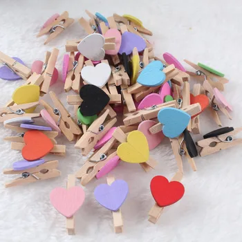 50 buc bande dessinée amour clip en bois ficelle en bois clip mariage décoration de noël guirlande décoration à la main accessoi