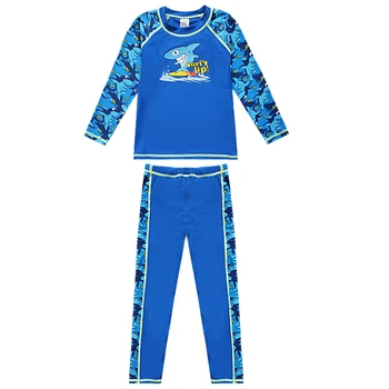 Copii costume de Baie UPF 50+ UV Protectie solara Costume de baie Baieti Două Bucăți de Înot Set Maneca Lunga tricou Costum de Baie