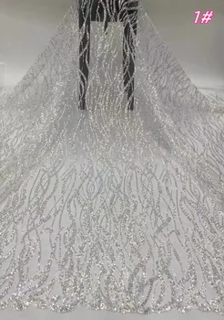 Rafinat francez alb dantelă brodată cu mărgele tub sequin nunta tesatura, high-end de moda sequin rochie de mireasa tesatura
