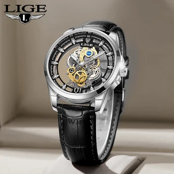 LIGE Top Brand de Lux Ceasuri Barbati Curea din Piele de Moda de Afaceri Cuarț Ceas pentru Bărbați Impermeabil Casual sport Barbat Cronograf