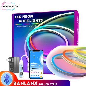 Bluetooth Neon Flexibil LED Lumini Frânghie 108LEDs/M rezistent la apa DIY Semn de Neon Multicolor Neon Flexibil Benzi de Iluminat Pentru Camera