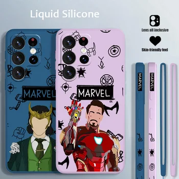 Marvel Loki iron Man Caz de Telefon Pentru Samsung S23 S22 S21 S20 Fe S10 Nota 20 10 Ultra Lite Plus Lichid Stânga Coarda Acoperi
