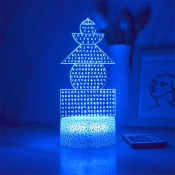 3D Lumina de Noapte Scripturile Budiste Iluzie Lampa de pe Masa din Dormitor Birou de Decorare A 7-Culoare Schimbare Led-Nightlight Cadou pentru Familie