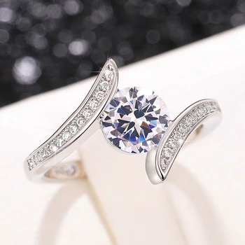 Huitan Simple și Elegante Femei Deget inelul de Temperament Cruce în Formă de Cristal Cubic Zirconia Inele se Angajeze Nunta Trendy Bijuterii