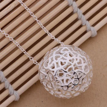Argint 925 18 inch lanț de minge de gol pandantiv colier potrivit pentru femeile de nunta petreceri de logodna Bijuterii Farmec