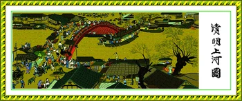Riverside Scena de la Festivalul Qingming(5) (ediție simplu) cruciulițe kit Chinezesc imprimare, broderie manual DIY manual