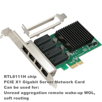 PCI-E PCI Express placa de Retea 4 port RJ45 placa de retea gigabit realtek 8111H win 7 pe laptop ethernet