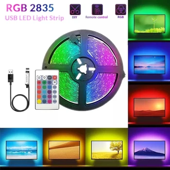 Tv Led Usb Benzi Rgb 3528 Alb Cald Bandă Diodă Cu Controler Bluetooth 5V Copii Colorate În Camera De 5M Lumina Led-uri Panglică