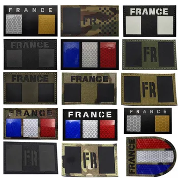 Infraroșu Reflectorizante IR Franța Flag Patch franceză Drapelul Național cu Emblema Tactice Banderola Insigne Decorative Cârlig Patch-uri