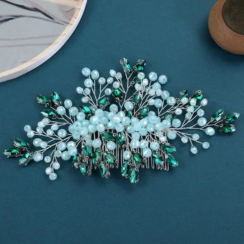 verde albastru de cristal margele de nunta pieptene de par mireasa frizură de lux caciula pentru femei fete de păr bijuterii