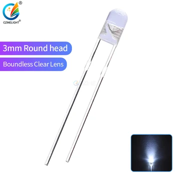 1000pcs/sac Czinelight Mare Luminos Nici o Muchie Obiectiv Clar Emițătoare de Margele Lampa Dioda Led de 3mm