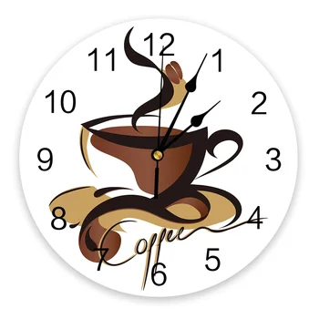 Rezumat Ceașcă De Cafea Boabe De Cafea, Ceas De Perete Design Modern, Camera De Zi De Decorare Bucătărie Tăcut Ceas Decor Acasă
