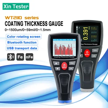 Xin Tester Culoare Grohotis Digital Grosimea stratului de Acoperire cu Ecartament 0-1500um Portabil Bluetooth Metal Grosime Tester WT2110 Serie