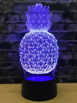 Nighdn Ananas 3D Lumina de Noapte pentru Copii Lampa de Noapte 7 Culori Schimbare USB Veioza Dormitor Decor, Cadouri de Ziua de nastere Partid