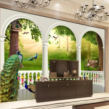 Tapet personalizat Fantezie 3D Pădure Păun Bird Nest Palace Garden Fundal de Perete Camera de zi Dormitor Decor Acasă Tapet
