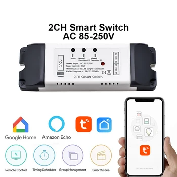 AC 85-250V 2CH Wifi Comuta Modul Wi-Fi gratuit DIY Smart Switch RF433 APP Voice Control de la Distanță Inteligent Acasă Funcționează Cu Alexa