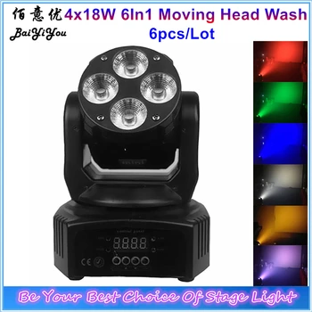 6x Mini 4pcsx18w RGBWA+UV 6In1 Condus în Mișcare Cap de Spălare Lumina 4buc LED-uri Colorate se Spală în Mișcare Cap Lumina de Scena De Club de Petrecere de Nunta