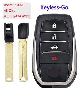 Keyless-Go 3+1 Buton FSK433.57/434.4 MHz Telecomanda Cheie CIP A8 Bord : 0020 TOY12 Pentru Toyota
