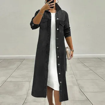 2022 Moda Rever Camasa Casual Pentru Femei Primavara Tricouri Lungi Denim, Bluze Butoane Solidă Cardigan Cu Maneci Lungi Elegante
