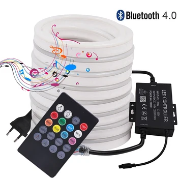 RGB Lumina de Neon Bluetooth App de Control de Benzi cu LED-uri 5050 Lumina 2835 Flexibile cu LED-uri Panglică Bandă rezistent la apa Neon Semn Coarda Lampa 110V 220V