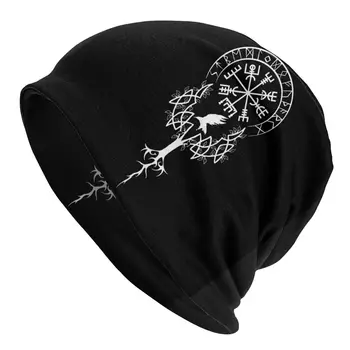 Viking Simbol Yggdrasil Vegvisir Futhark Unisex Capota Funcționare Iarna Dublu Strat Subțire Pălării Pentru Bărbați Femei