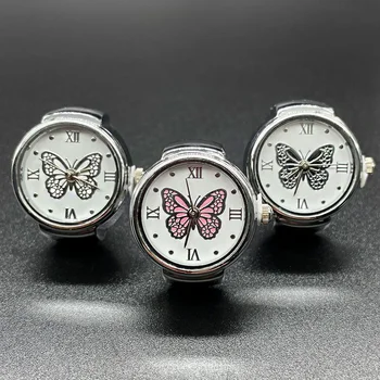 Femeile Dial Cuarț Analogice Deget Inel Ceas pentru Fluture Elastic Cadou Bijuterii Decorative Digital Mini Vintage Ceas de Ceas Cadou