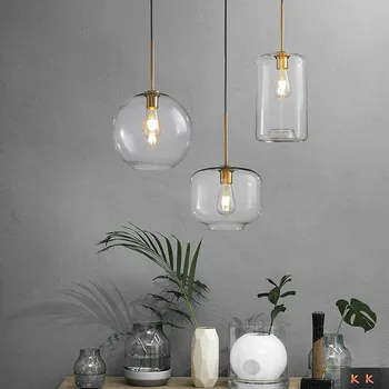 Nordic creative lampă de sticlă design simplu masa bar pandantiv dormitor lampă de noptieră scara de cafea sala Candelabru lampă de pandantiv
