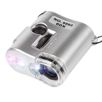 Portabil Mini de Buzunar 60X Microscop, Lupă de Bijutier Lentile de Iluminat Bijuterii Insecte Lupa cu 3 LED-uri Cu Lumina UV Microscop